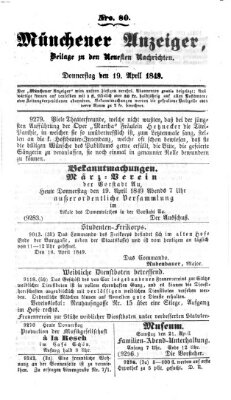 Neueste Nachrichten aus dem Gebiete der Politik (Münchner neueste Nachrichten) Donnerstag 19. April 1849