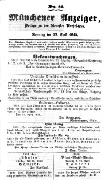 Neueste Nachrichten aus dem Gebiete der Politik (Münchner neueste Nachrichten) Sonntag 22. April 1849