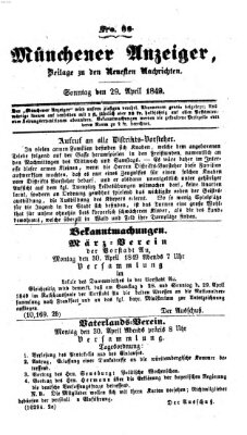 Neueste Nachrichten aus dem Gebiete der Politik (Münchner neueste Nachrichten) Sonntag 29. April 1849