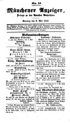 Neueste Nachrichten aus dem Gebiete der Politik (Münchner neueste Nachrichten) Sonntag 6. Mai 1849