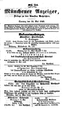 Neueste Nachrichten aus dem Gebiete der Politik (Münchner neueste Nachrichten) Sonntag 20. Mai 1849