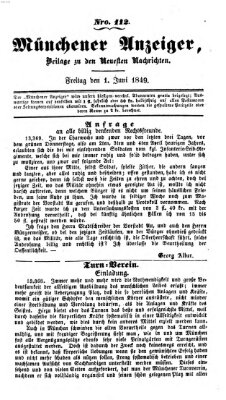 Neueste Nachrichten aus dem Gebiete der Politik (Münchner neueste Nachrichten) Freitag 1. Juni 1849