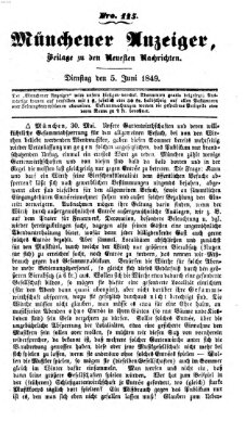 Neueste Nachrichten aus dem Gebiete der Politik (Münchner neueste Nachrichten) Dienstag 5. Juni 1849