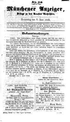 Neueste Nachrichten aus dem Gebiete der Politik (Münchner neueste Nachrichten) Donnerstag 7. Juni 1849