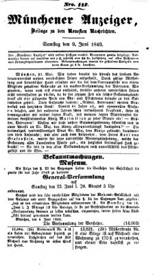 Neueste Nachrichten aus dem Gebiete der Politik (Münchner neueste Nachrichten) Samstag 9. Juni 1849