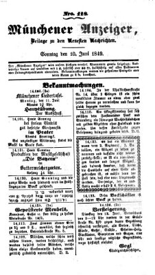 Neueste Nachrichten aus dem Gebiete der Politik (Münchner neueste Nachrichten) Sonntag 10. Juni 1849