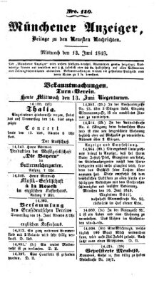 Neueste Nachrichten aus dem Gebiete der Politik (Münchner neueste Nachrichten) Mittwoch 13. Juni 1849