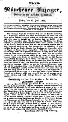 Neueste Nachrichten aus dem Gebiete der Politik (Münchner neueste Nachrichten) Freitag 15. Juni 1849