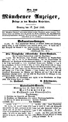 Neueste Nachrichten aus dem Gebiete der Politik (Münchner neueste Nachrichten) Sonntag 17. Juni 1849