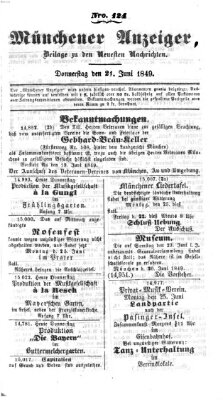 Neueste Nachrichten aus dem Gebiete der Politik (Münchner neueste Nachrichten) Donnerstag 21. Juni 1849