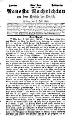 Neueste Nachrichten aus dem Gebiete der Politik (Münchner neueste Nachrichten) Freitag 6. Juli 1849