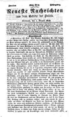 Neueste Nachrichten aus dem Gebiete der Politik (Münchner neueste Nachrichten) Mittwoch 1. August 1849