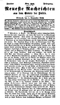 Neueste Nachrichten aus dem Gebiete der Politik (Münchner neueste Nachrichten) Mittwoch 5. September 1849