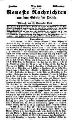 Neueste Nachrichten aus dem Gebiete der Politik (Münchner neueste Nachrichten) Mittwoch 19. September 1849