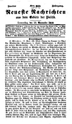 Neueste Nachrichten aus dem Gebiete der Politik (Münchner neueste Nachrichten) Donnerstag 20. September 1849