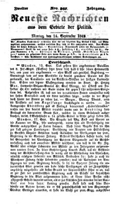 Neueste Nachrichten aus dem Gebiete der Politik (Münchner neueste Nachrichten) Montag 24. September 1849