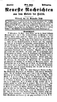 Neueste Nachrichten aus dem Gebiete der Politik (Münchner neueste Nachrichten) Mittwoch 26. September 1849