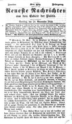 Neueste Nachrichten aus dem Gebiete der Politik (Münchner neueste Nachrichten) Samstag 29. September 1849