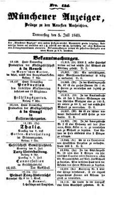 Neueste Nachrichten aus dem Gebiete der Politik (Münchner neueste Nachrichten) Donnerstag 5. Juli 1849