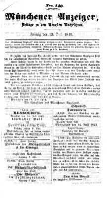 Neueste Nachrichten aus dem Gebiete der Politik (Münchner neueste Nachrichten) Freitag 13. Juli 1849