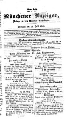 Neueste Nachrichten aus dem Gebiete der Politik (Münchner neueste Nachrichten) Mittwoch 18. Juli 1849