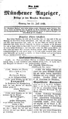 Neueste Nachrichten aus dem Gebiete der Politik (Münchner neueste Nachrichten) Sonntag 22. Juli 1849