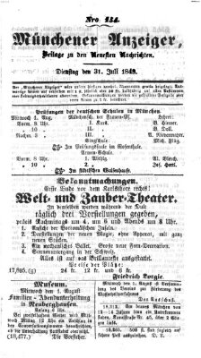 Neueste Nachrichten aus dem Gebiete der Politik (Münchner neueste Nachrichten) Dienstag 31. Juli 1849