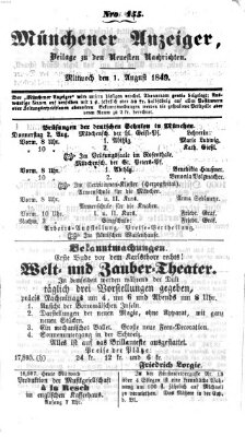 Neueste Nachrichten aus dem Gebiete der Politik (Münchner neueste Nachrichten) Mittwoch 1. August 1849