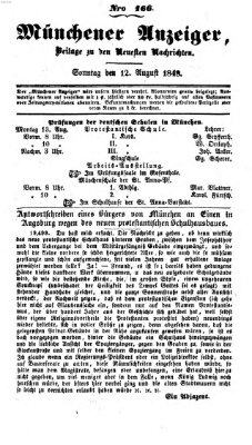 Neueste Nachrichten aus dem Gebiete der Politik (Münchner neueste Nachrichten) Sonntag 12. August 1849