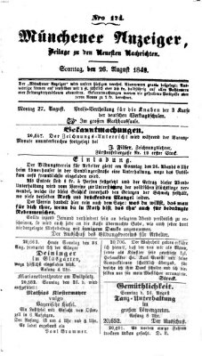 Neueste Nachrichten aus dem Gebiete der Politik (Münchner neueste Nachrichten) Sonntag 26. August 1849