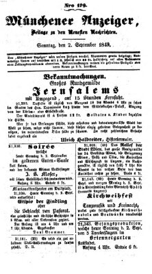 Neueste Nachrichten aus dem Gebiete der Politik (Münchner neueste Nachrichten) Sonntag 2. September 1849