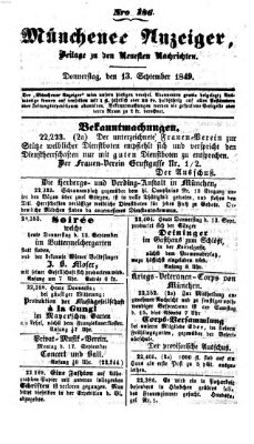 Neueste Nachrichten aus dem Gebiete der Politik (Münchner neueste Nachrichten) Donnerstag 13. September 1849