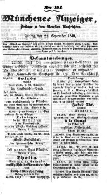 Neueste Nachrichten aus dem Gebiete der Politik (Münchner neueste Nachrichten) Freitag 21. September 1849