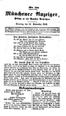 Neueste Nachrichten aus dem Gebiete der Politik (Münchner neueste Nachrichten) Sonntag 23. September 1849