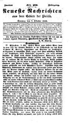 Neueste Nachrichten aus dem Gebiete der Politik (Münchner neueste Nachrichten) Sonntag 7. Oktober 1849