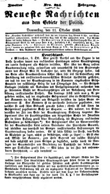 Neueste Nachrichten aus dem Gebiete der Politik (Münchner neueste Nachrichten) Donnerstag 11. Oktober 1849