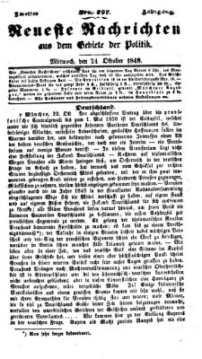 Neueste Nachrichten aus dem Gebiete der Politik (Münchner neueste Nachrichten) Mittwoch 24. Oktober 1849