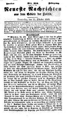 Neueste Nachrichten aus dem Gebiete der Politik (Münchner neueste Nachrichten) Donnerstag 25. Oktober 1849