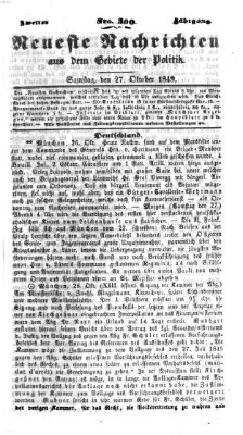 Neueste Nachrichten aus dem Gebiete der Politik (Münchner neueste Nachrichten) Samstag 27. Oktober 1849