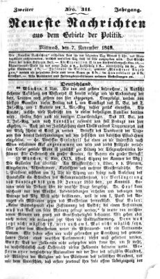 Neueste Nachrichten aus dem Gebiete der Politik (Münchner neueste Nachrichten) Mittwoch 7. November 1849