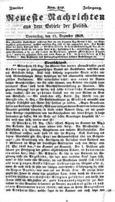 Neueste Nachrichten aus dem Gebiete der Politik (Münchner neueste Nachrichten) Donnerstag 13. Dezember 1849