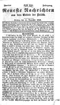 Neueste Nachrichten aus dem Gebiete der Politik (Münchner neueste Nachrichten) Freitag 14. Dezember 1849