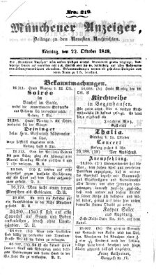 Neueste Nachrichten aus dem Gebiete der Politik (Münchner neueste Nachrichten) Montag 22. Oktober 1849