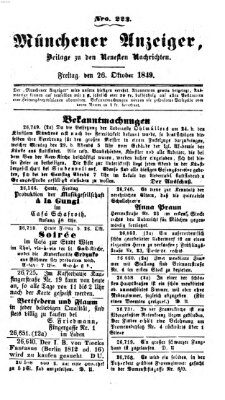 Neueste Nachrichten aus dem Gebiete der Politik (Münchner neueste Nachrichten) Freitag 26. Oktober 1849