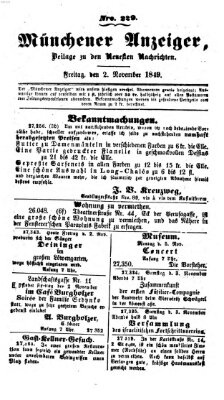 Neueste Nachrichten aus dem Gebiete der Politik (Münchner neueste Nachrichten) Freitag 2. November 1849