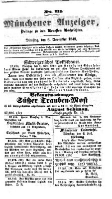 Neueste Nachrichten aus dem Gebiete der Politik (Münchner neueste Nachrichten) Dienstag 6. November 1849