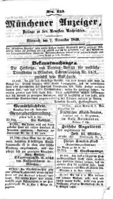 Neueste Nachrichten aus dem Gebiete der Politik (Münchner neueste Nachrichten) Mittwoch 7. November 1849