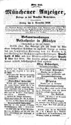 Neueste Nachrichten aus dem Gebiete der Politik (Münchner neueste Nachrichten) Freitag 9. November 1849