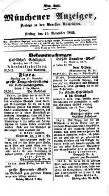 Neueste Nachrichten aus dem Gebiete der Politik (Münchner neueste Nachrichten) Freitag 16. November 1849