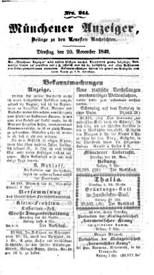 Neueste Nachrichten aus dem Gebiete der Politik (Münchner neueste Nachrichten) Dienstag 20. November 1849